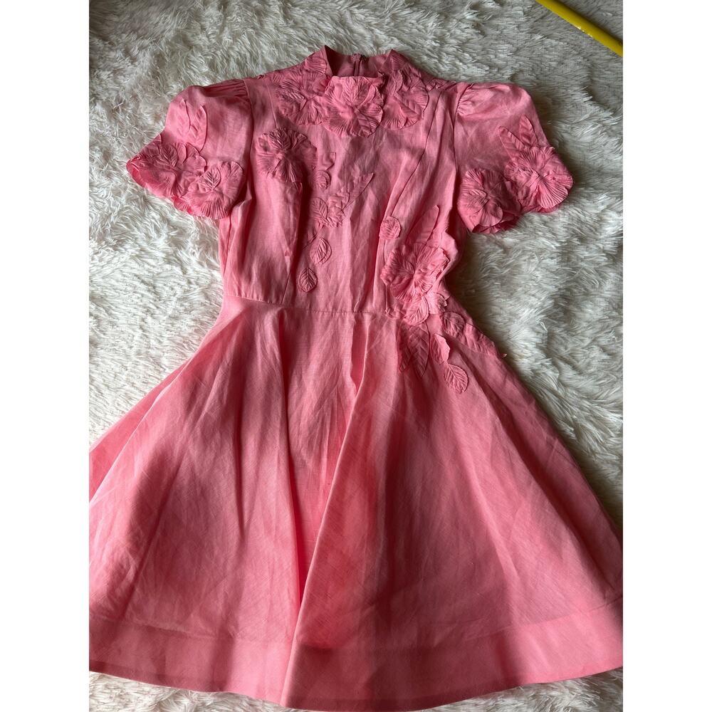 Antonio Melani Pink Floral Appliqué Dress Size 10 3D  Dress MSRP $299⸻ - Picture 11 of 16